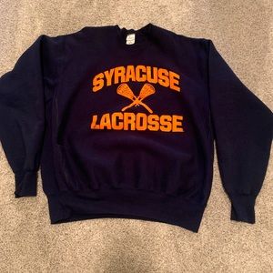 XL Heavy Weight Navy Syracuse Lacrosse Hoodie with orange lettering